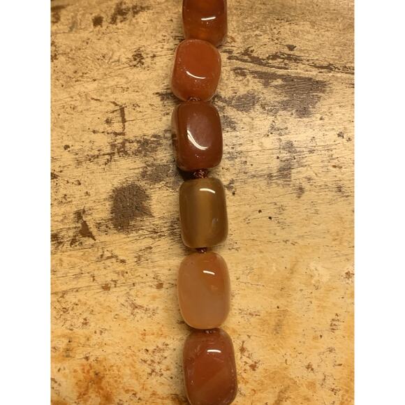 Carnelian Agate Necklace Hand Knotted with Sterling Clasp Long Vintage Chunky - Picture 4 of 6